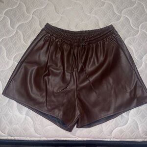 brown leather shorts